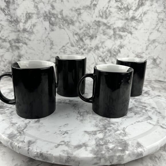 Vintage Funny Face 3D Red Nose Coffee Mug Cup Set of 4 Black White - Picture 8 of 10